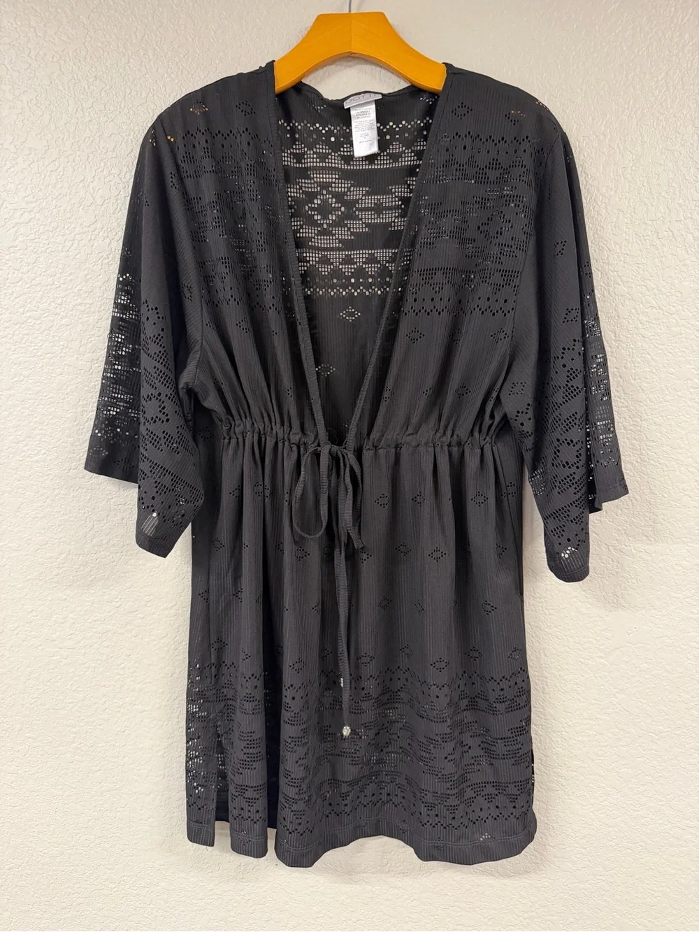 Dotti Black Eyelet Kimono Cover-Up